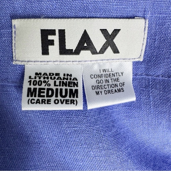 Flax Linen Button Front Jacket Top Periwinkle Blue Size M Relaxed Fit - Picture 5 of 10